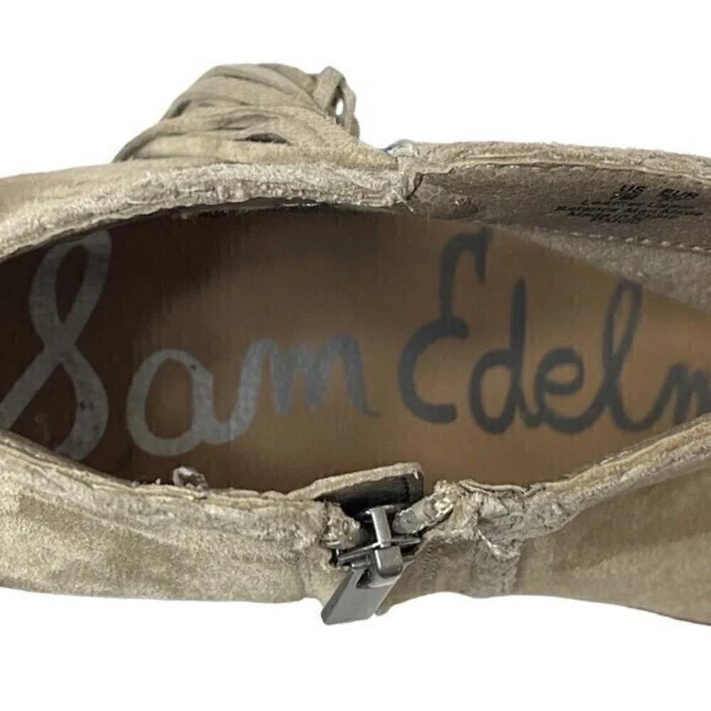 Sam Edelman Women's Paige‎ Fashion Bootie Size 7 M Light Gray Fringe Boho Comfy